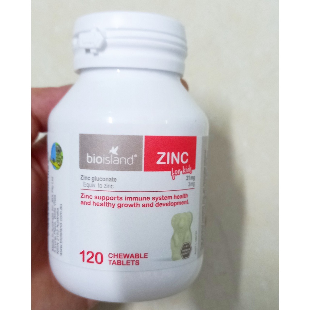 Viên nhai bổ sung Kẽm Bioisland Zinc 120 viên (Úc). Bổ sung kẽm giúp tăng cường tiêu hóa, trẻ ăn ngon hơn.