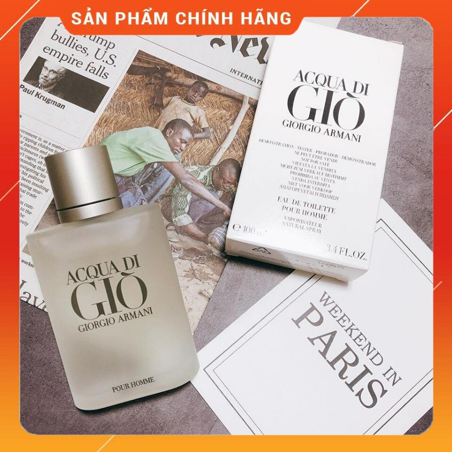 Nước Hoa Nam, Nước Hoa Aqua Di Giò Trăng 100ml Hương 8h, Hương Thơm Thanh Mát, Nhẹ Dịu Lưu