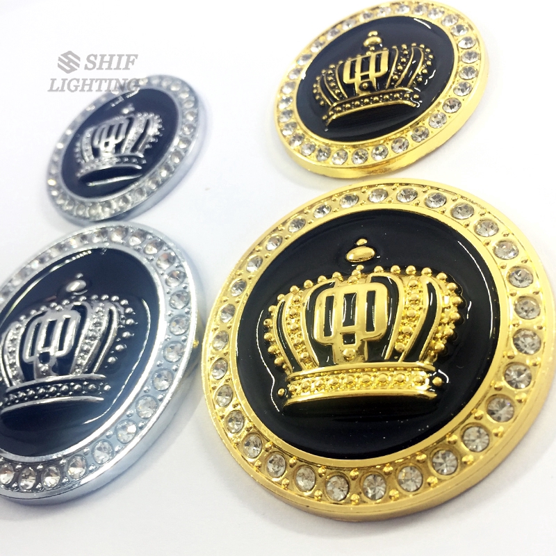 Logo kim loại kiểu vương miện đính đá 3D kiểu sang chảnh trang trí xe hơi