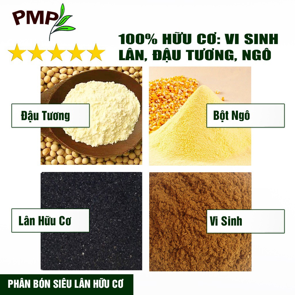 Phân Đậu Tương PMP Phân Bón Viên Nén Tan Chậm Vi Sinh Siêu Lân Cho Hoa Hồng, Hoa Lan, Cây Cảnh, Rau, Củ Quả 2Kg