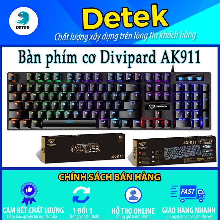 [Mã 159ELSALE hoàn 7% đơn 300K] ( Có Video ) Bàn phím cơ chuyên game Divipard AK911 tích hợp Led 7 màu