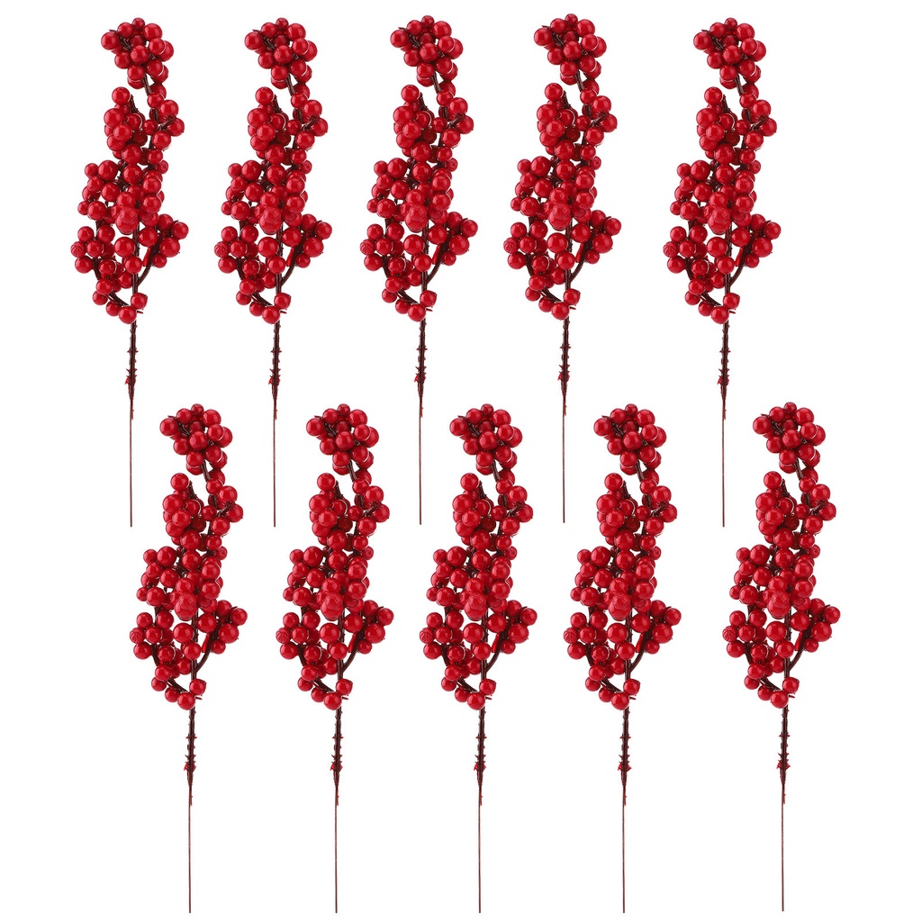 10 cái quả mọng đỏ nhân tạo cành 22 cm bó hoa phụ kiện tự làm bọt trang trí giáng sinh mô phỏng trái cây