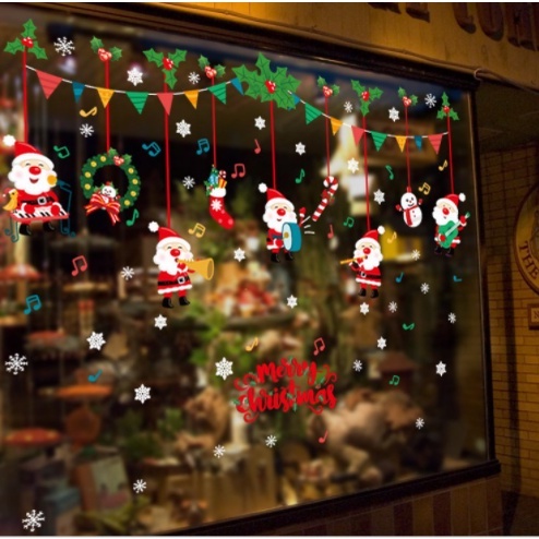 Decal trang trí Noel - 5 ông già noel ca hát vui nhộn