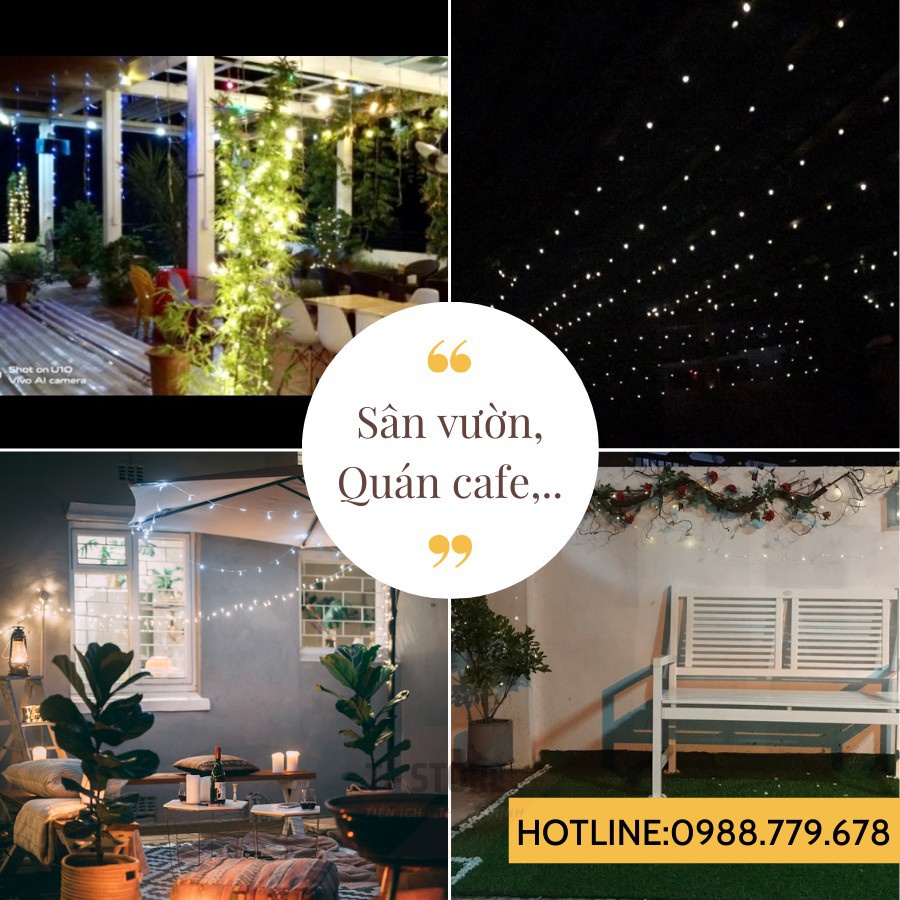 SALE SHOCK 💡💡💡 Dây Đèn Led Chống Nước Đom Đóm Năng Lượng Mặt Trời Trang Trí Ban Công, Sân Vườn,Quán Cafe, Tiểu Cảnh...
