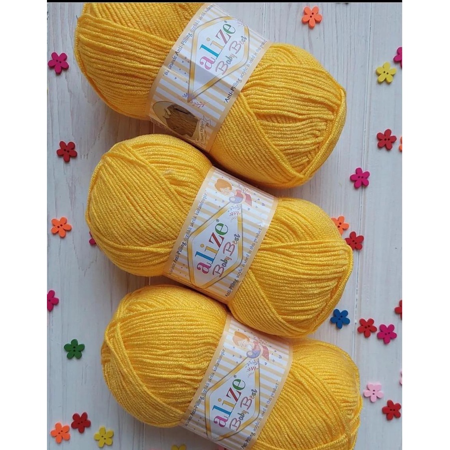 Cuộn len cotton chống xù Anti-pilling Baby Best hãng Alize Yarns đan móc nón, khăn, áo, váy cho bé cực mềm