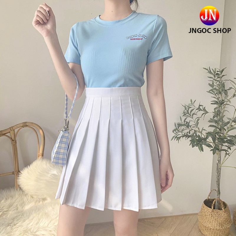 Chân váy ngắn xếp ly lưng cao, Chân váy xòe chữ A cạp cao đen trắng xếp ly ngắn | BigBuy360 - bigbuy360.vn