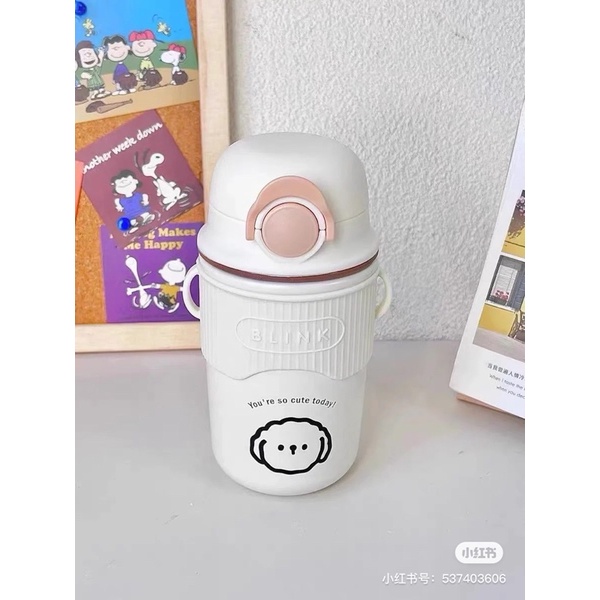 Bình giữ nhiệt dễ thương hình mặt gấu 480ml