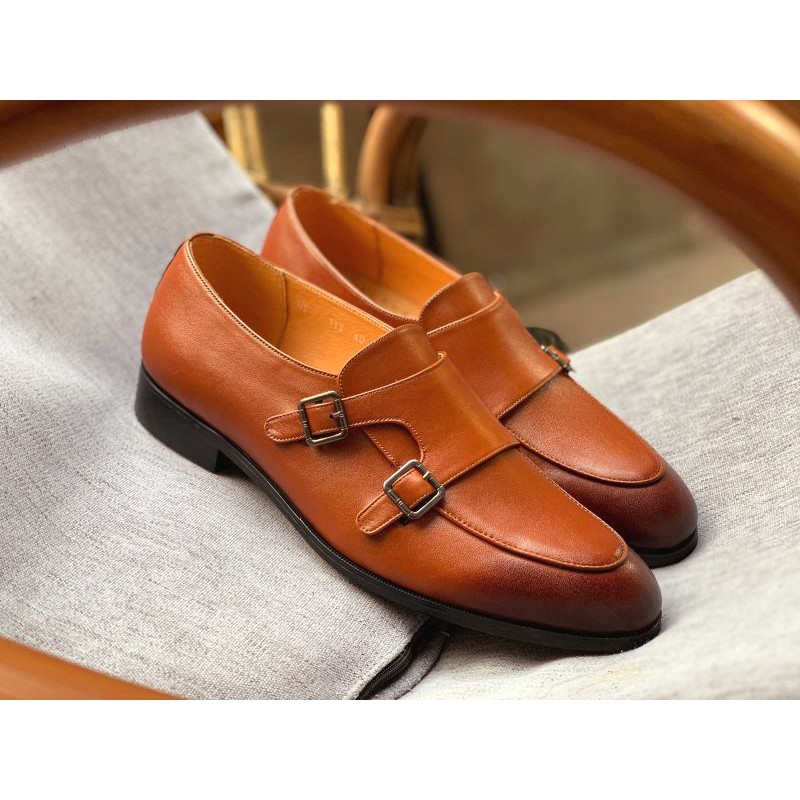 (Cao cấp) Giày Monkstrap Toroshoes Da Bò M600.1 Nâu