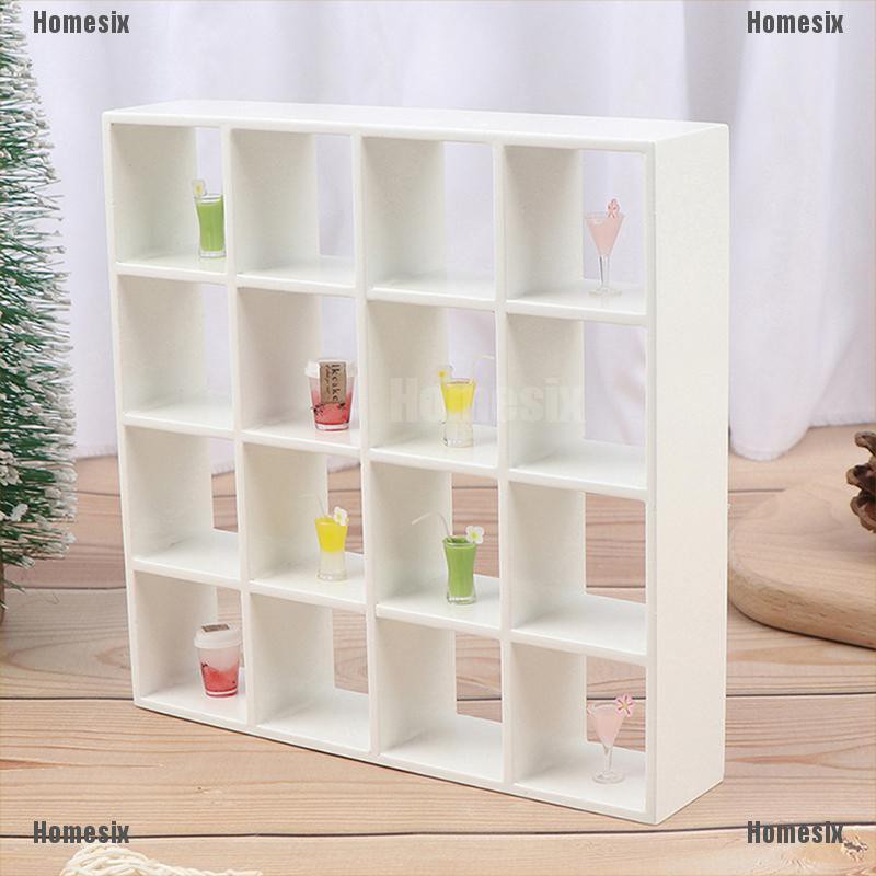 [HoMSI] 1Pc 1: 12 Dollhouse Miniature Wood Storage Rack 16 Grid Shelves Doll House Decor SUU