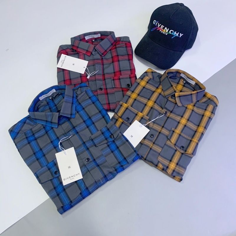 Áo sơ mi bbr dài tay kẻ sọc caro 2 túi ngực phối màu cực chất , chất liệu cotton ko phai màu