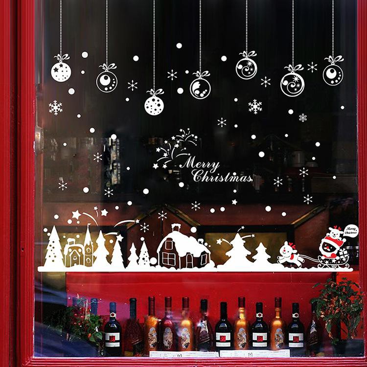 Decal Trang Trí Giáng Sinh YJ2 Noel  Decal Giáng Sinh Xe Tuần Lộc Ông Già Noel Ngôi Làng Tuyết