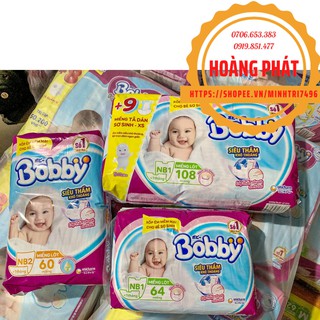 Miếng lót dành cho trẻ sơ sinh Bobby Newborn 1 và 2 108 miếng, 64 miếng và 60 miếng