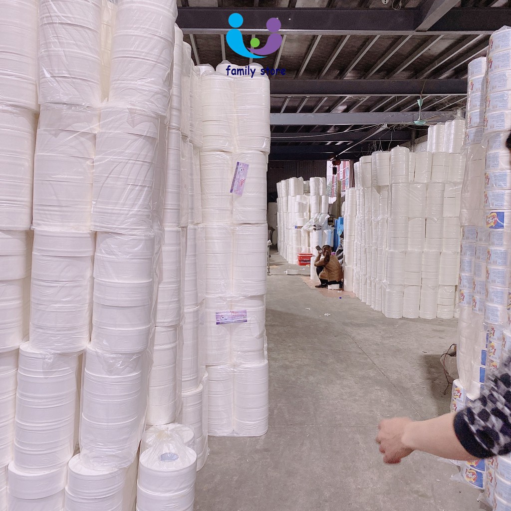 Giấy vệ sinh công nghiệp cuộn lớn 700g, cuộn to giấy 2 lớp - SIÊU TIẾT KIỆM