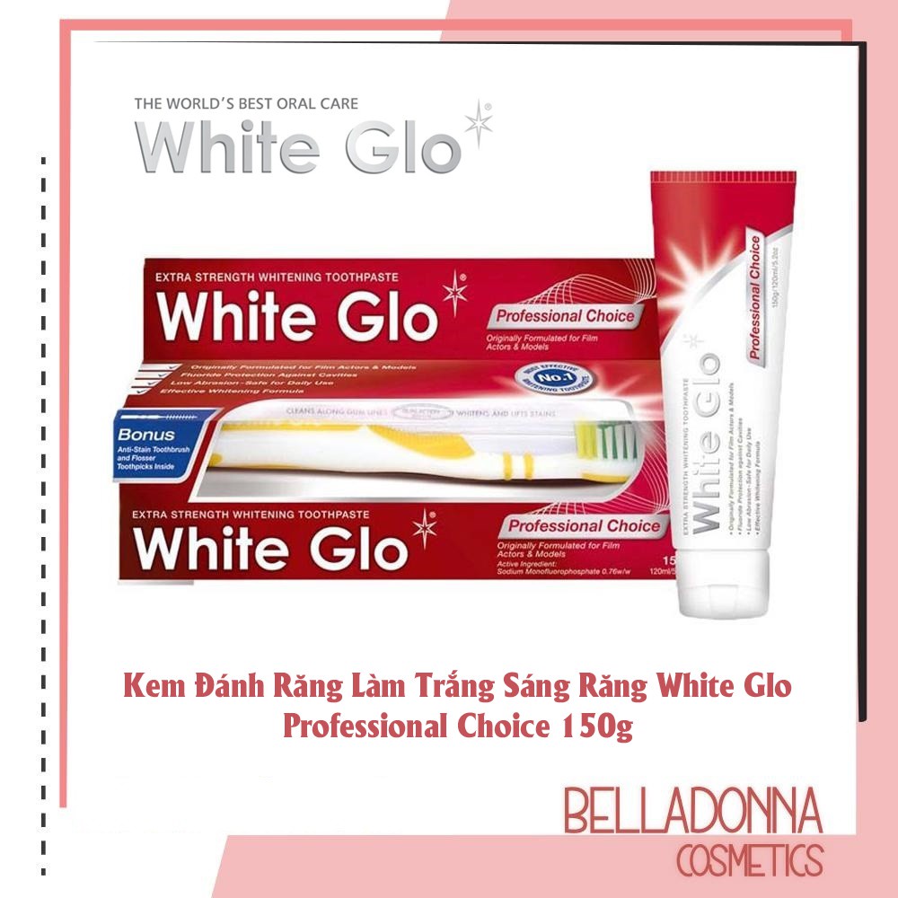 [HÀNG CHÍNH HÃNG] Kem Đánh Răng Làm Trắng Sáng Răng White Glo Professional Choice 150g