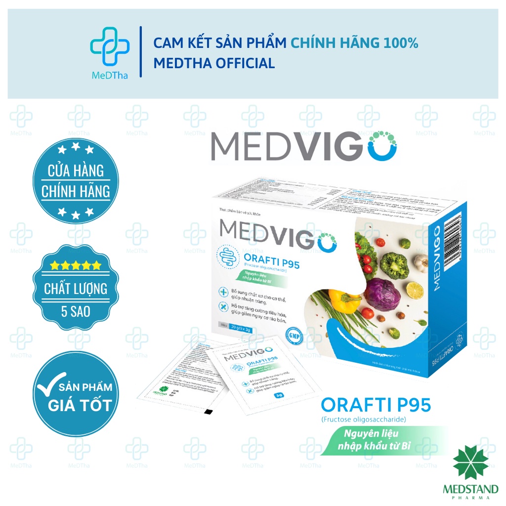MEDVIGO - Gói bột bổ sung chất xơ, hỗ trợ nhuận tràng, giảm táo bón MEDSTAND (Hộp 20 gói) [Chính Hãng]