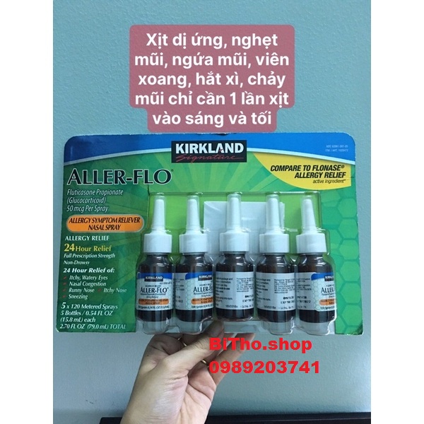 [ Date 2024] Chai xịt mũi  dị ứng, nghẹt mũi, ngứa , viêm xoang, chảy mũi Kirkland Aller Flo