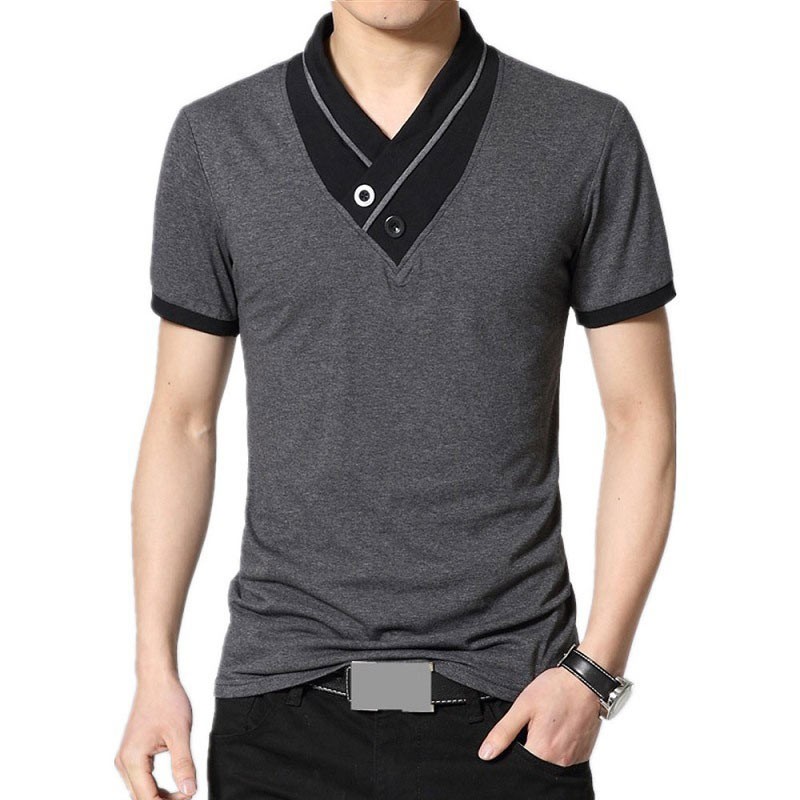 Áo thun ngắn tay cổ chữ V thanh lịch cho nam
