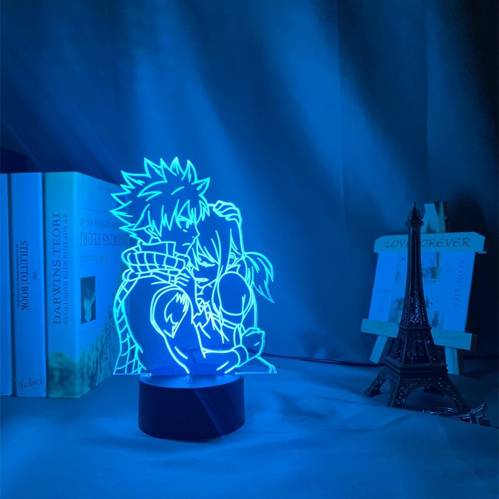 Đèn ngủ LED cảm ứng đổi màu hình Natsu Dragneel and Erza Scarlet Hug dùng để trang trí phòng ngủ