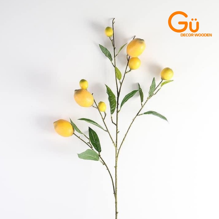 Cây quả chanh, cây chanh giả trang trí cành cao 100cm giống thật - Gu Decor Wooden