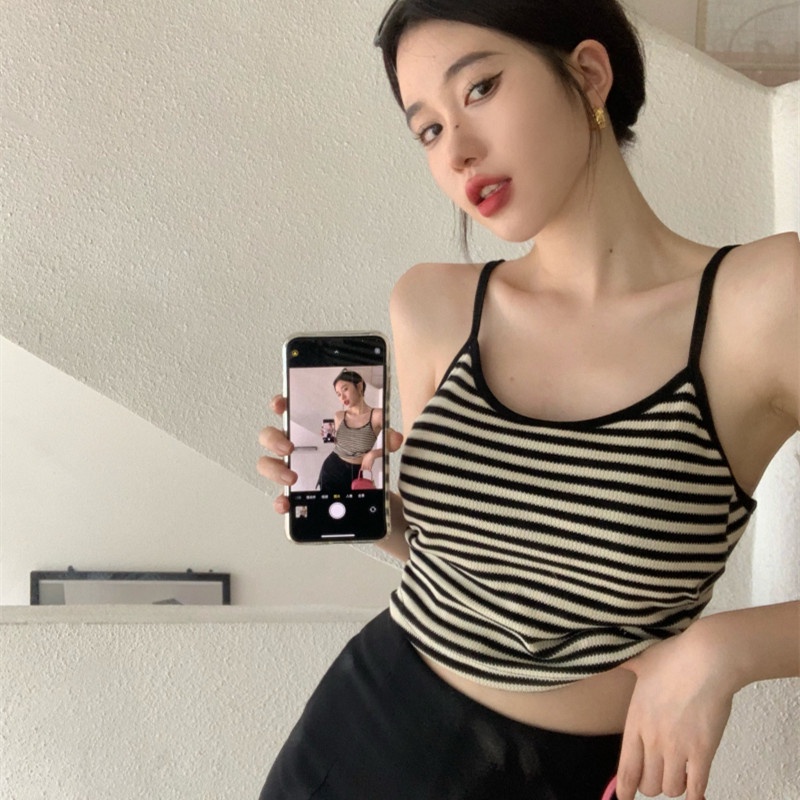 Áo Hai Dây Kẻ Sọc Thời Trang Mùa Hè Quyến Rũ Cho Nữ