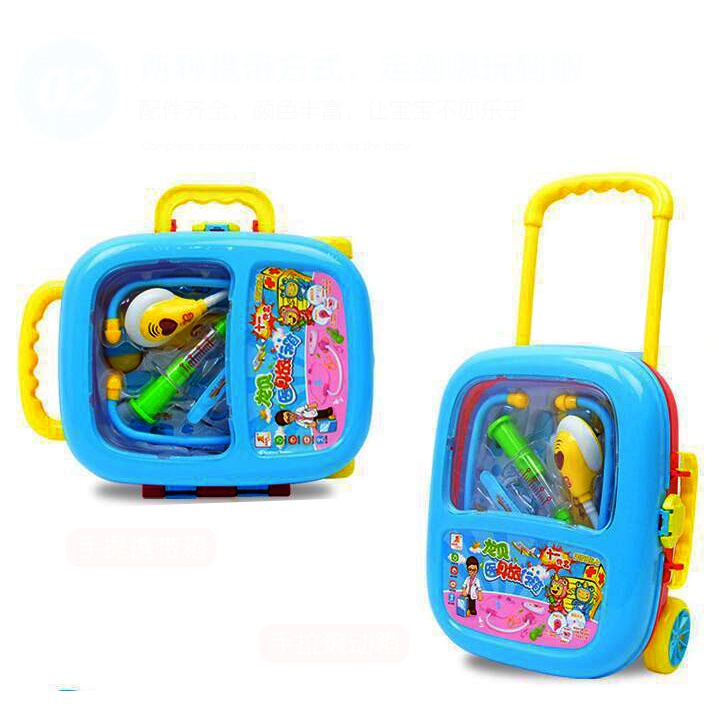 Đồ chơi vali bác sĩ kéo 13 món phát sáng phát nhạc, chạy pin AA chất liệu nhựa ABS cao cấp cứng cáp an toàn cho bé