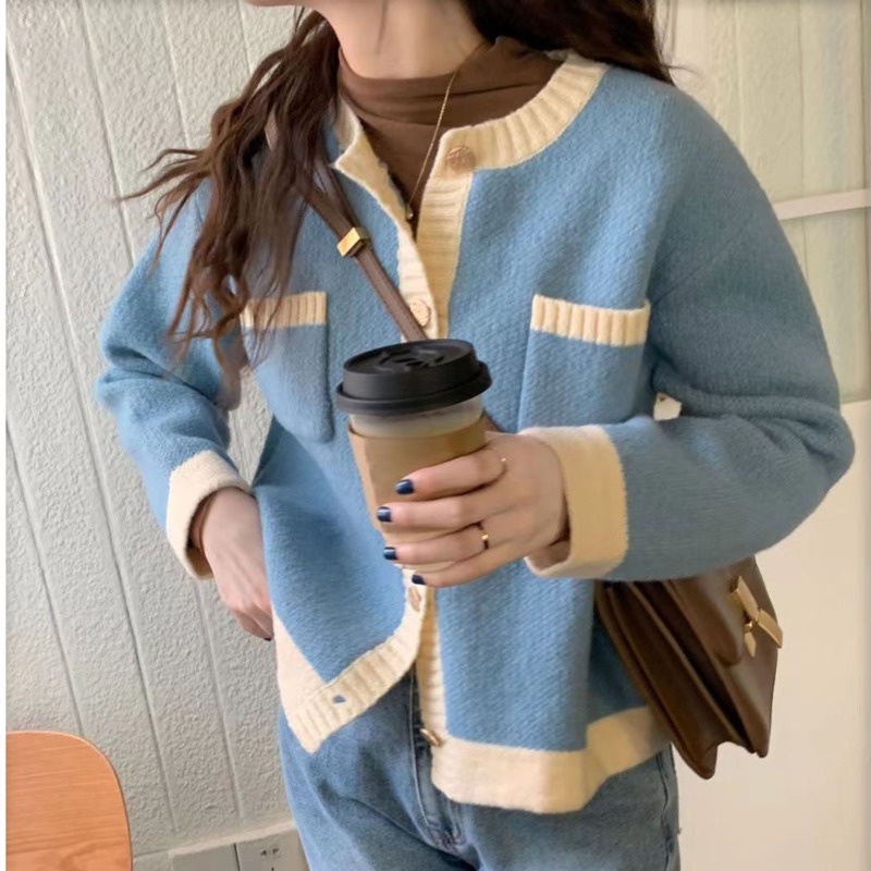 Áo Khoác cardigAN Dệt Kim Tay Dài Dáng Ngắn Thời Trang Cho Nữ