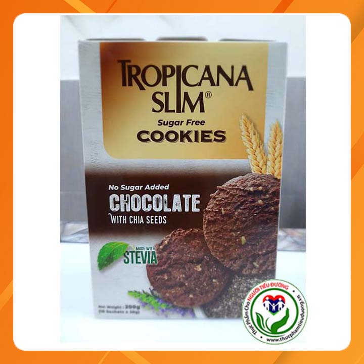 [Chính hãng] Bánh quy ăn kiêng Tropicana Slim Cookies Socola 200g (10 x 20g) tốt cho người ăn kiêng tiểu đường