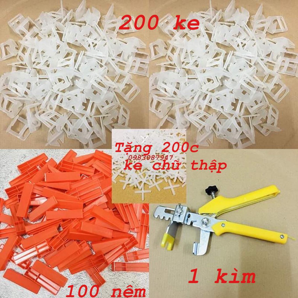 Combo 01 Kìm Và 300 Ke Lát Gạch Gồm 200 Ke Móc Với 100 Nêm đỏ loại 1