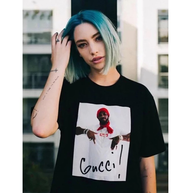 Áo Thun Tay Ngắn Cổ Tròn In Logo Supreme 16FW GucciS Mane Tee rapper Dành Cho Nam Và Nữ