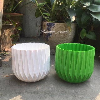 chậu nhựa sọc khía trồng cây nhựa pp cao cấp đk 13cm