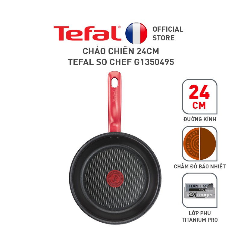 Chảo chiên chống dính đáy từ Tefal So Chef G1350495 24cm Đỏ - Hàng chính hãng