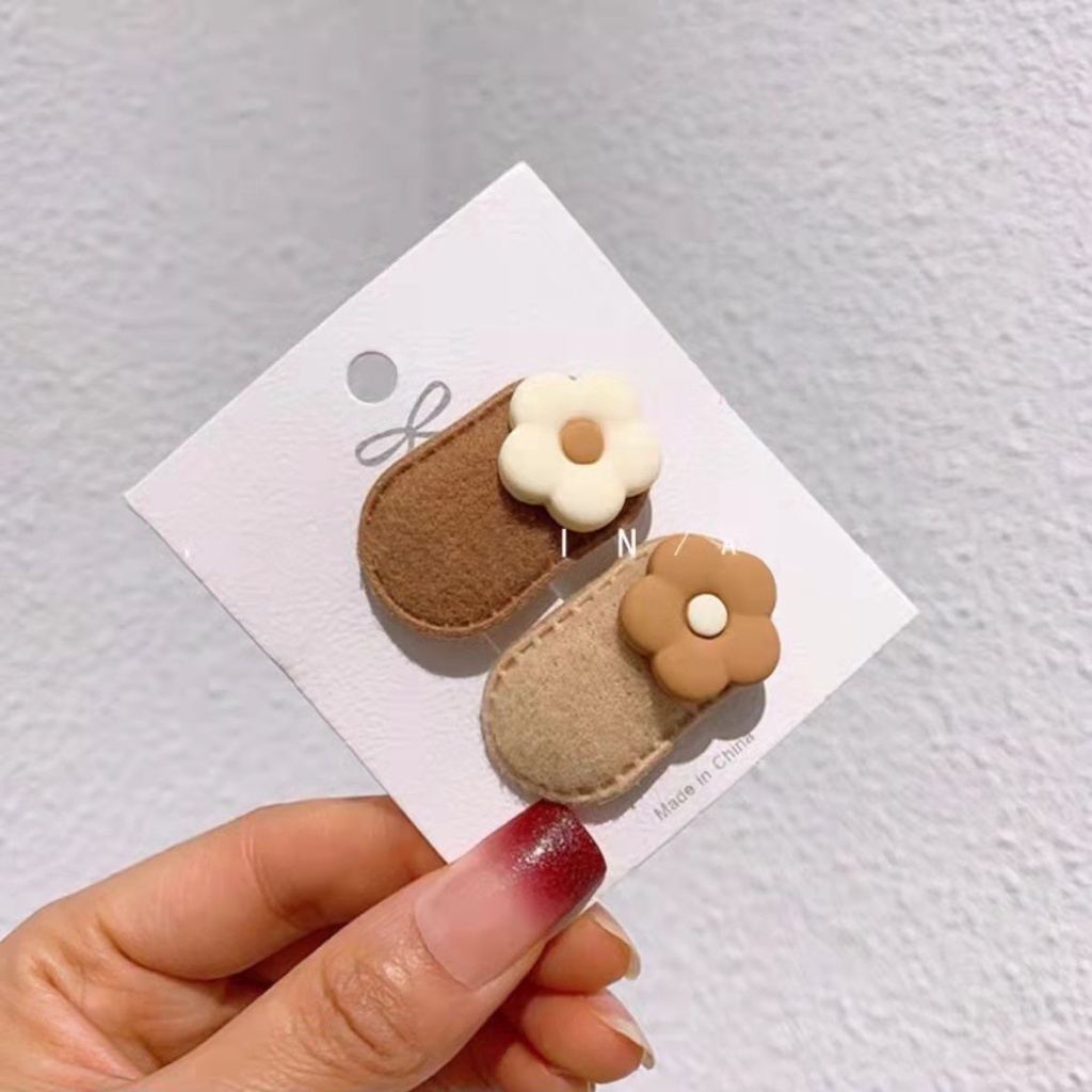 Kẹp Tóc Mini Màu Cà Phê Sữa Gấu Dễ Thương Cho Bé Gái