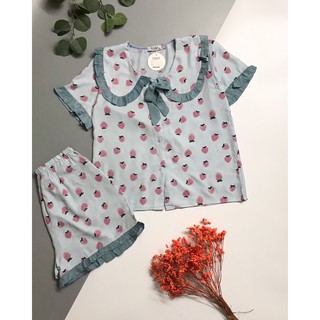 Bộ ngủ cổ bèo chất đũi siêu mát