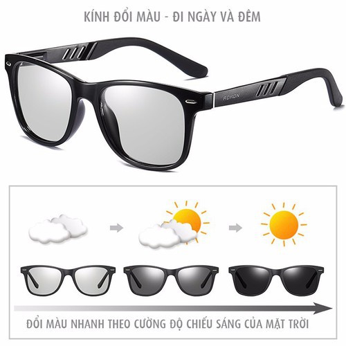 Kính NAM đổi màu đi ngày và đêm AORON, Khung nhôm magie bản lề lò xo, mắt kính polarized phân...