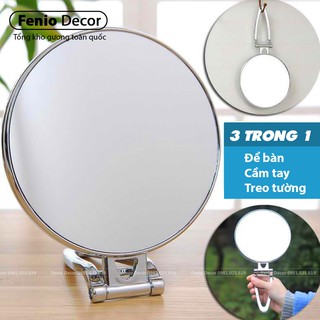 Gương trang điểm để bàn, gương trang điểm cầm tay 2 mặt đa năng