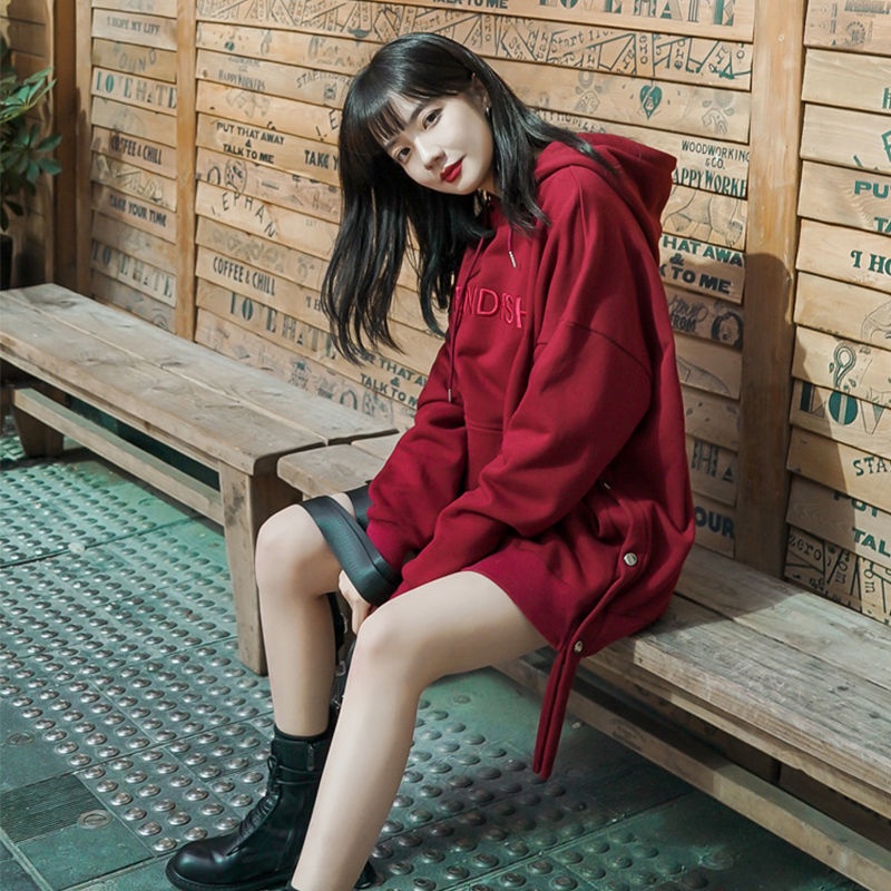 Áo hoodie dáng rộng đơn giản thời trang dành cho nữ