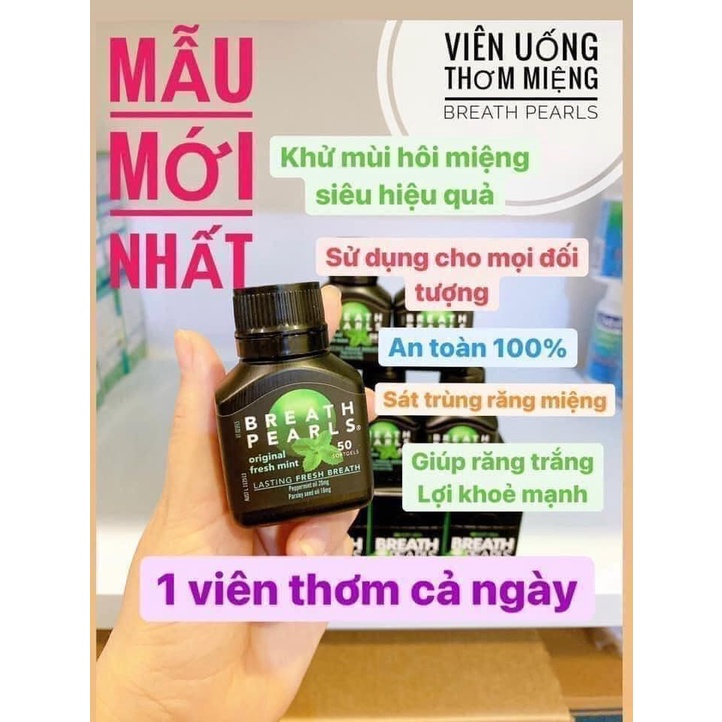 Viên uống thơm miệng Thanh lọc đường ruột Breath Pearls Nhập Khẩu ÚC