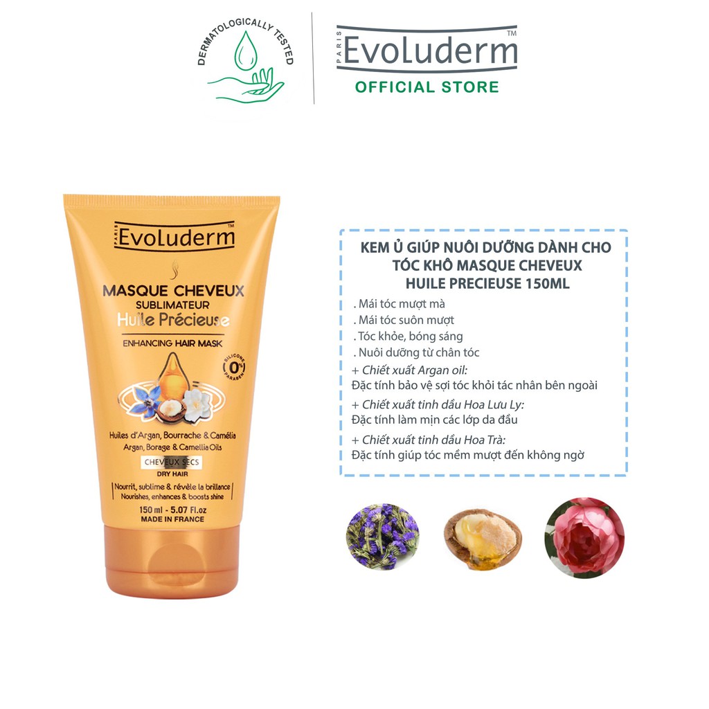 Kem ủ dành cho tóc Khô Evoluderm Masque Cheveux Sublimateur Huile Précieuse 150ml