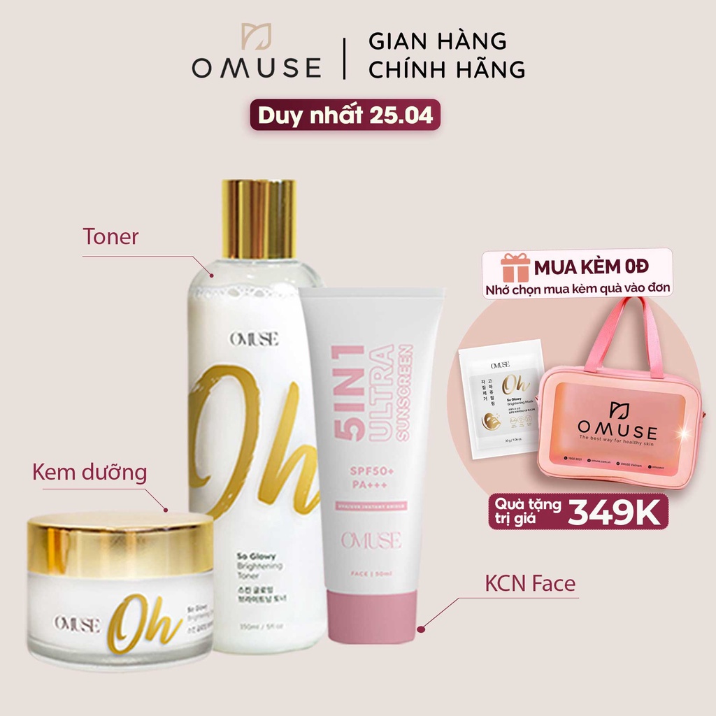 Bộ dưỡng trắng và bảo vệ da O’Muse Oh So Glowy Brightening Set