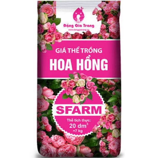 GIÁ THỂ TRỒNG HOA HỒNG, ĐẤT TRỒNG HOA HỒNG SFARM BAO 20dm3, khoảng 7kg