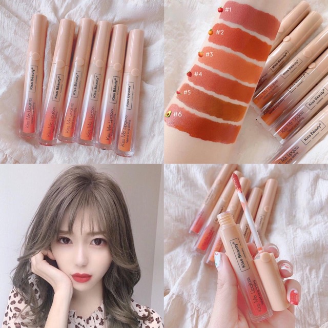 Bộ Trang Điểm Đón Tết Siêu Xinh KissBeauty Gồm 4 Món Makeup.Chất Phấn Mịn Màng Kèm Dưỡng Mi,Son Lì Bám Màu Lâu Trôi.