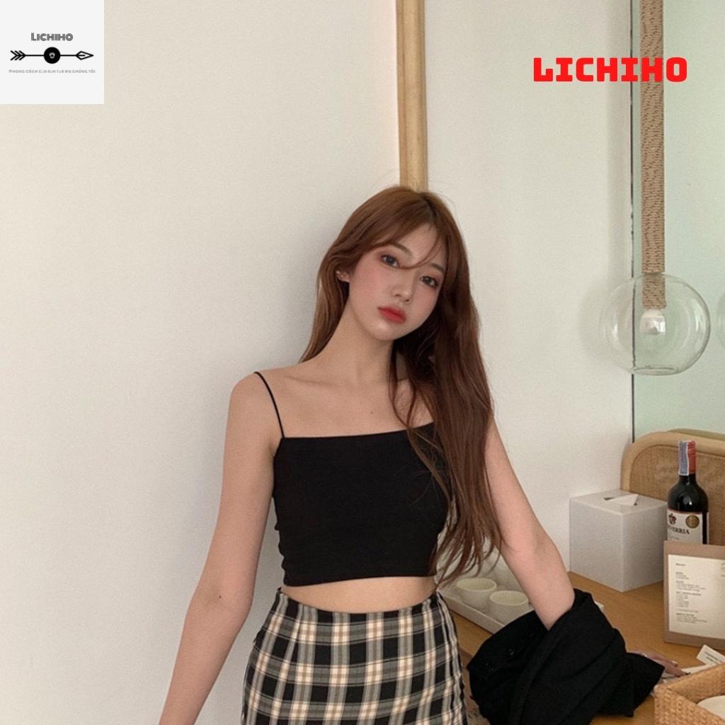 Áo croptop nữ hai dây sợi bún kiểu sexy ôm body CT09 LICHIHO siêu đẹp hottrend quyến rủ | BigBuy360 - bigbuy360.vn