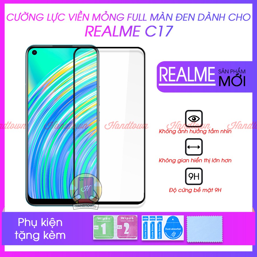 Kính Cường Lực Full Màn Đen Full Keo Realme C17 C 17 Không Chấm Li Ti Chống Trầy Xước Chống Va Đập Độ Trong Suốt Cao