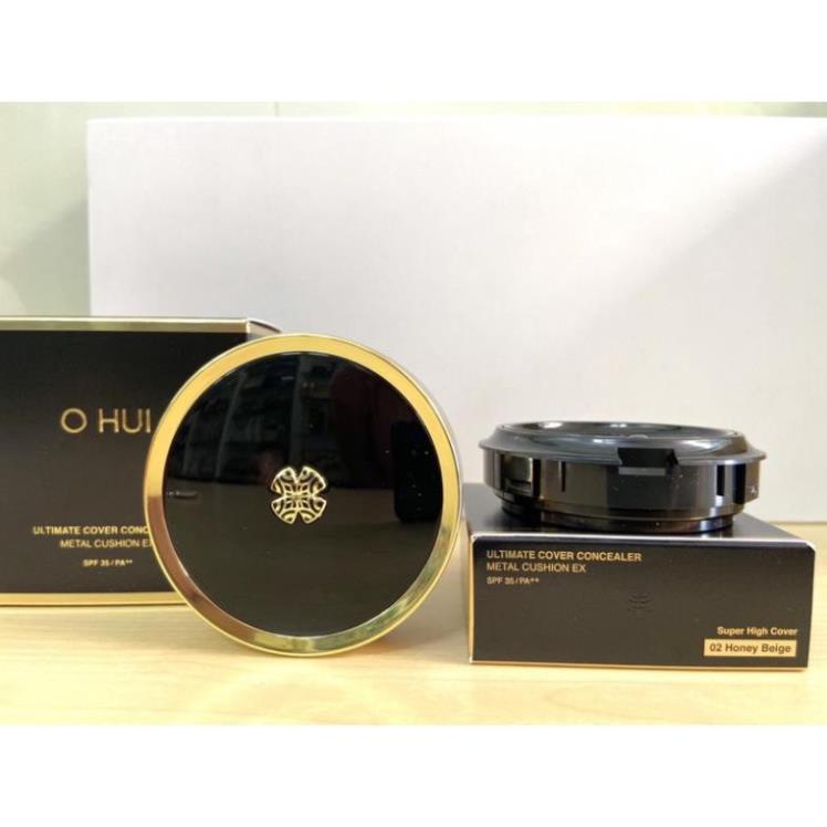 Phấn nền che khuyết điểm OHUI Ultimate Cover Concealer Metal Cushion SPF35 PA++ 15gx2