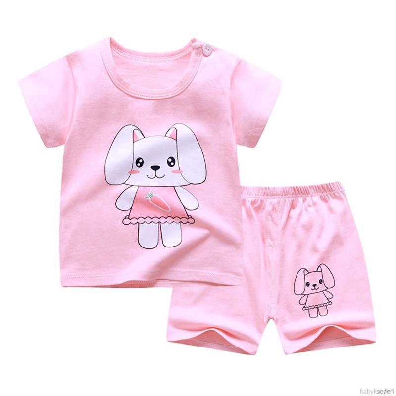 Set áo thun tay ngắn kèm quần short in họa tiết hoạt hình thời trang cho bé