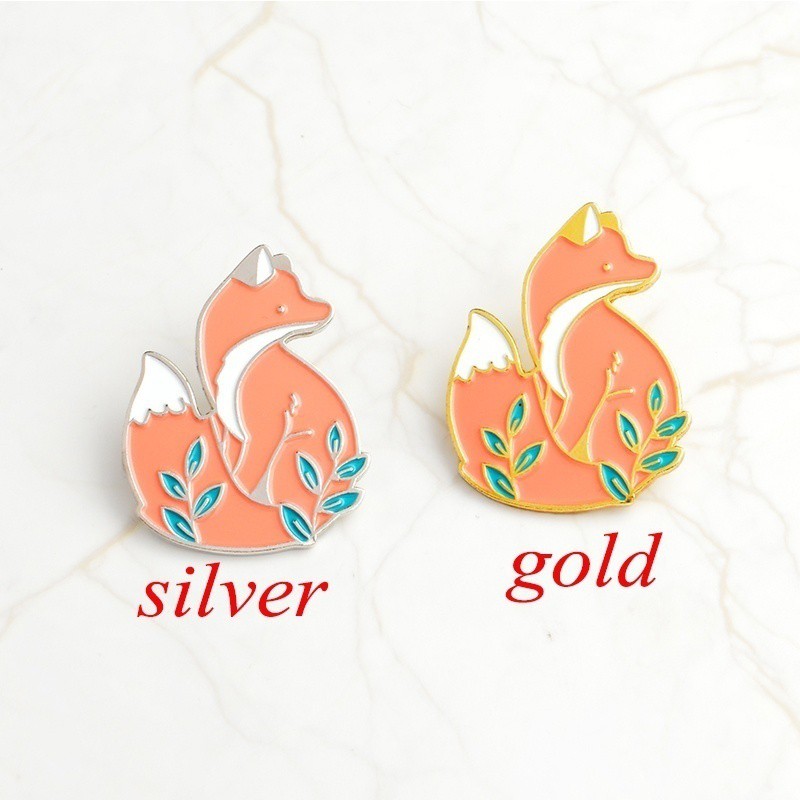 Trâm cài áo QIHE JEWELRY hình chú cáo xinh xắn trang trí áo khoác jean đẹp mắt