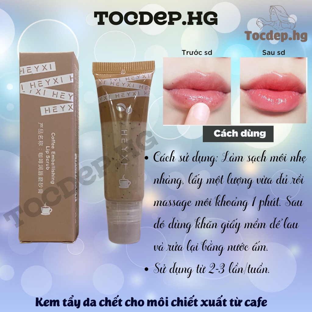 Tẩy tế bào chết môi HEYXI Coffee Lip Scrub 15g dưỡng ẩm, tẩy da chết môi cafe tocdep.hg