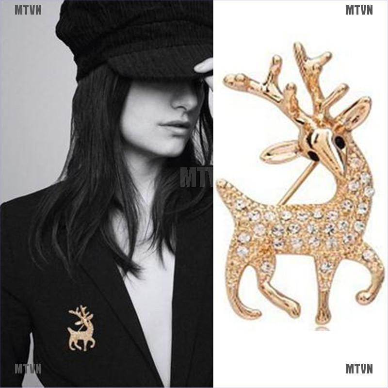 Ghim Cài Áo Hình Con Nai Đính Đá Tròn Thanh Lịch Cho Nữ