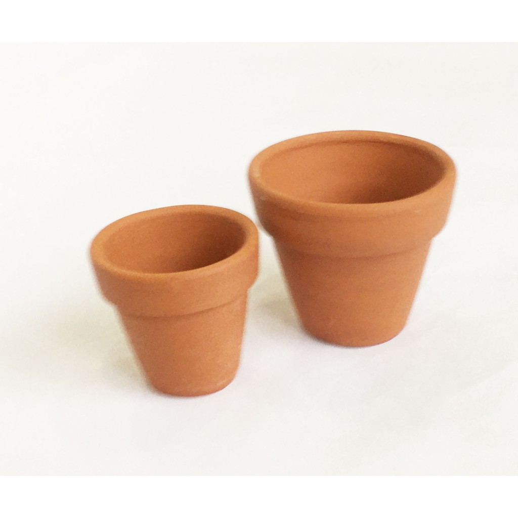 Chậu đất nung MINI có lỗ vintage siêu cute làm chậu trồng sen đá - xương rồng, hoa handmade, hoa đất sét