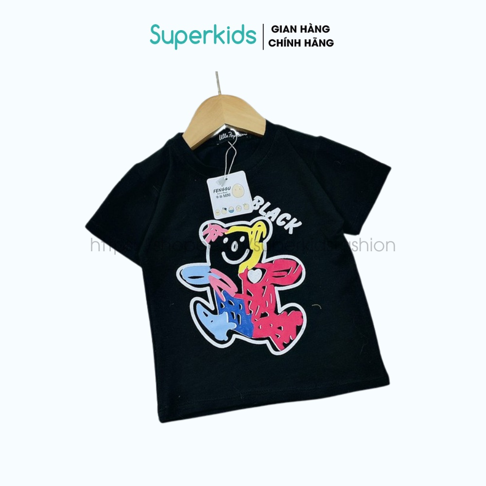 Áo thun gấu sắc màu chất cotton cho bé 8-18kg QATE586